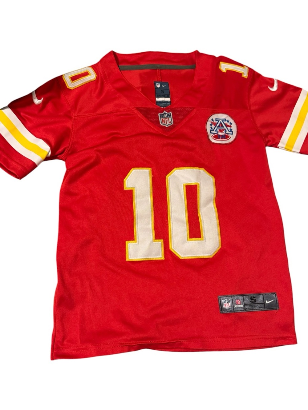 Nike Red & White Kids Football Jersey #10 with Yellow Trim